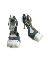 White Dark Blue 4 Toes Pump