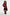 Red plaid faux fur A line cotton padded long coat