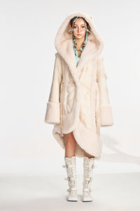 White Wool fur long Coat